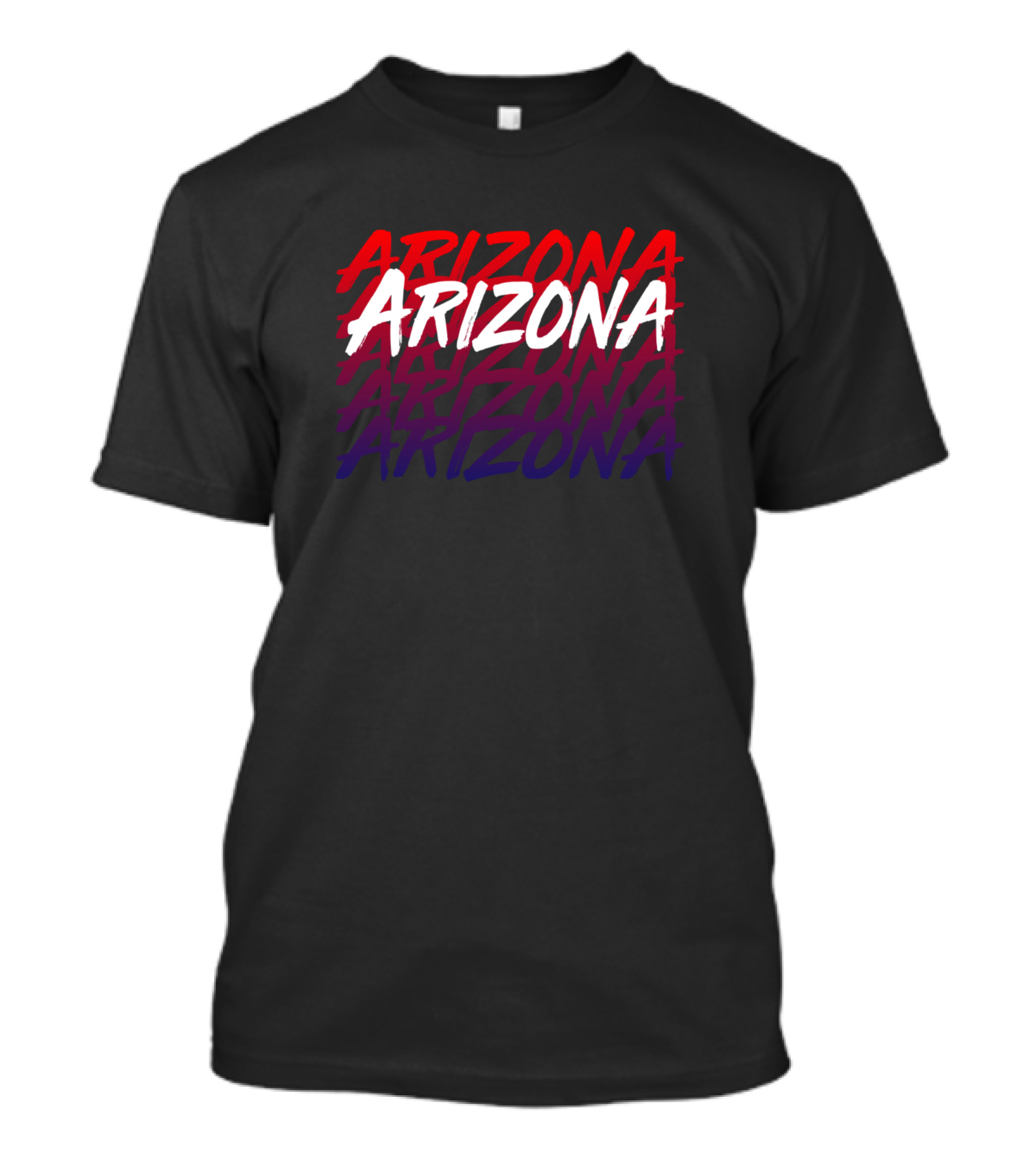 Arizona Typography Gradient Red White Blue Text T-Shirt