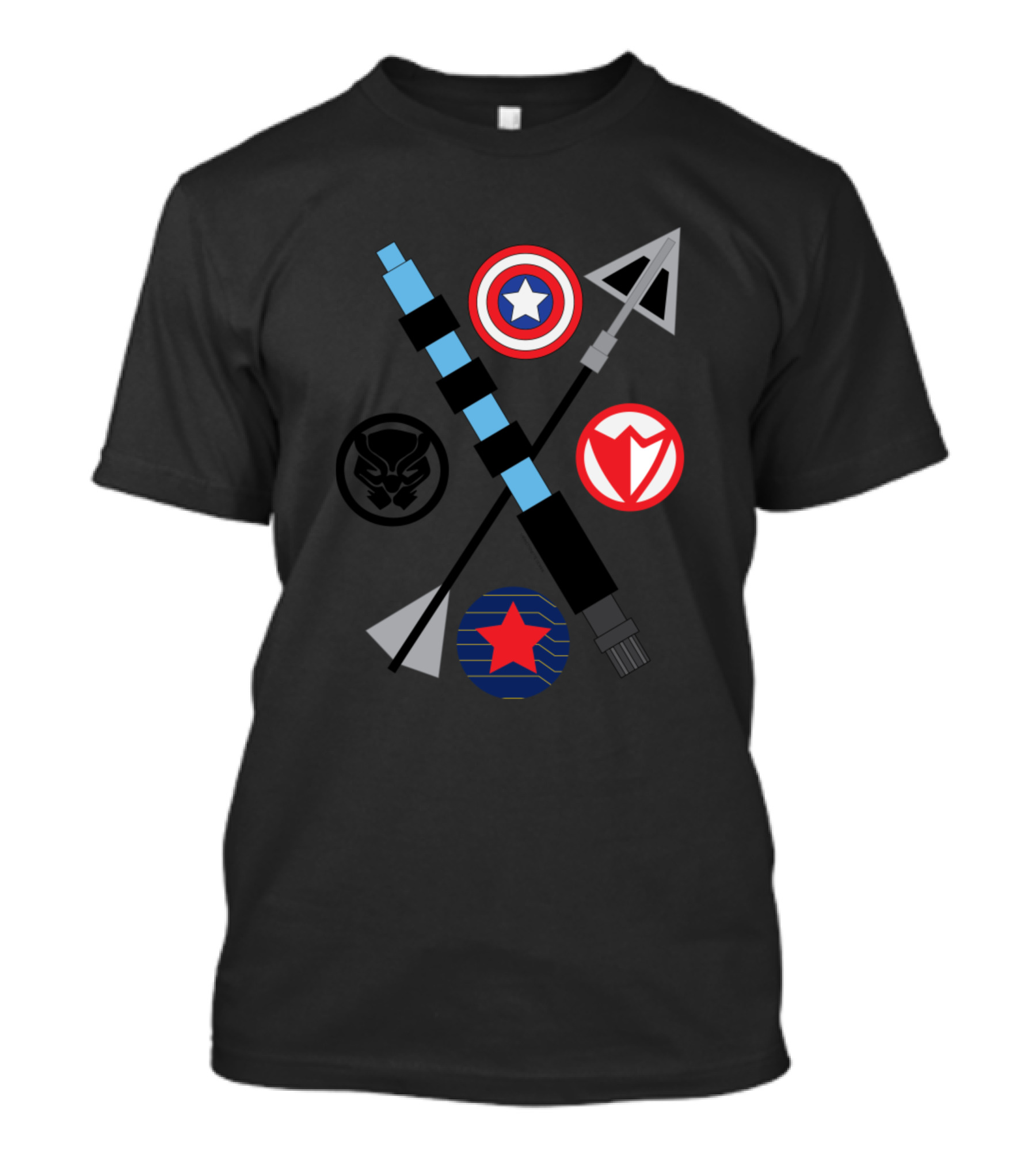 Captain America Shield Black Panther Vibranium Arrows Marvel Assemble T-Shirt
