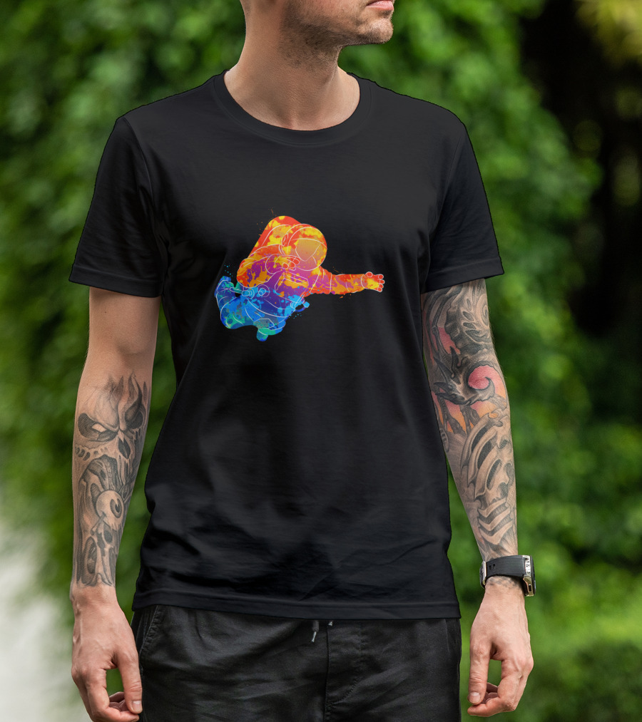 Astronaut Zero Gravity Floating Colorful Space Painting T-Shirt