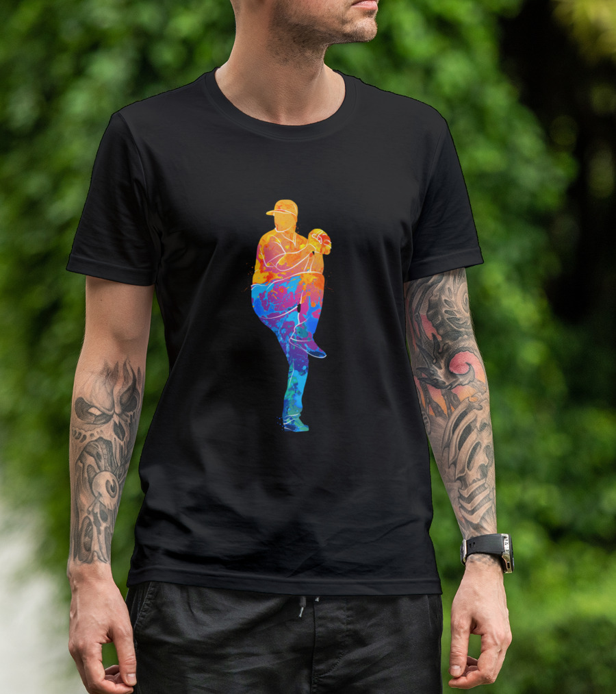 Baseball Player Pitcher World Series World Colorful T-Shirt
