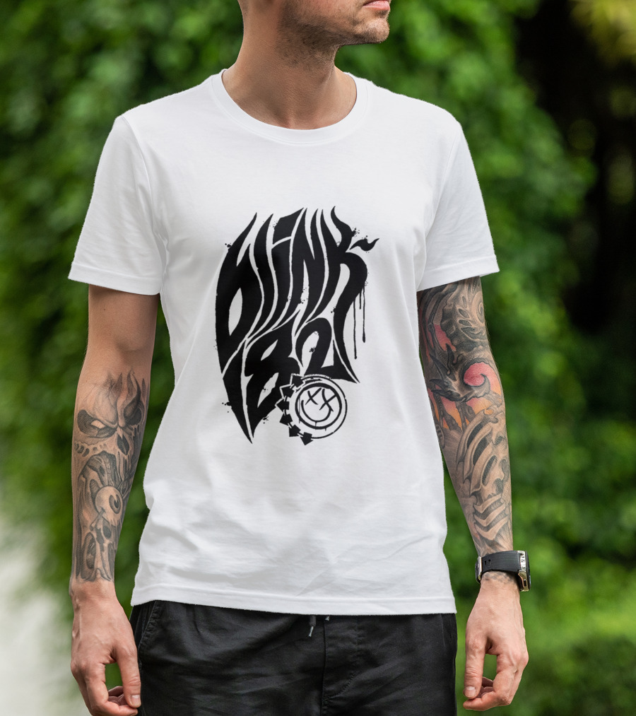 Blink 182 Logo With Smiley Face And Arrows T-Shirt