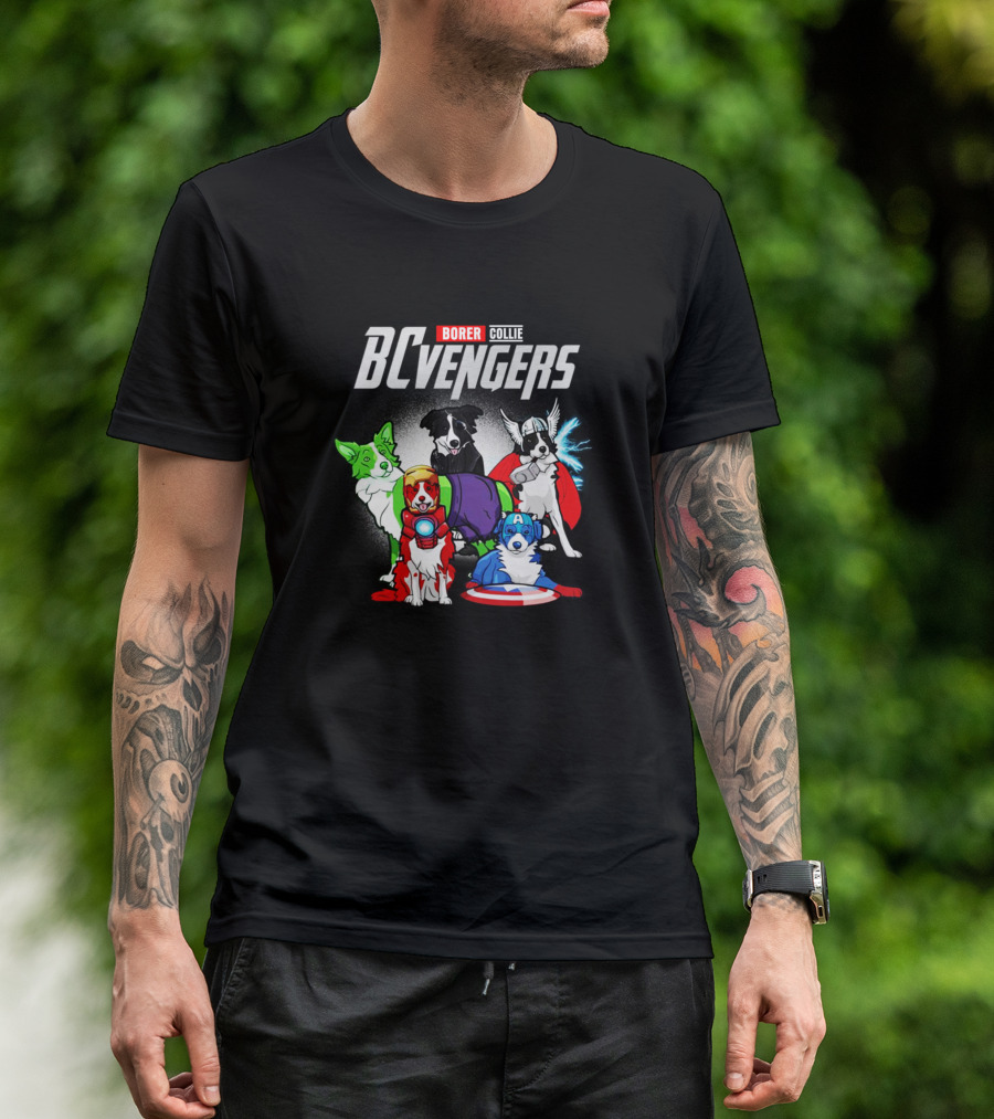 Borer Collie BCvengers Marvel Dog Parody Characters T-Shirt