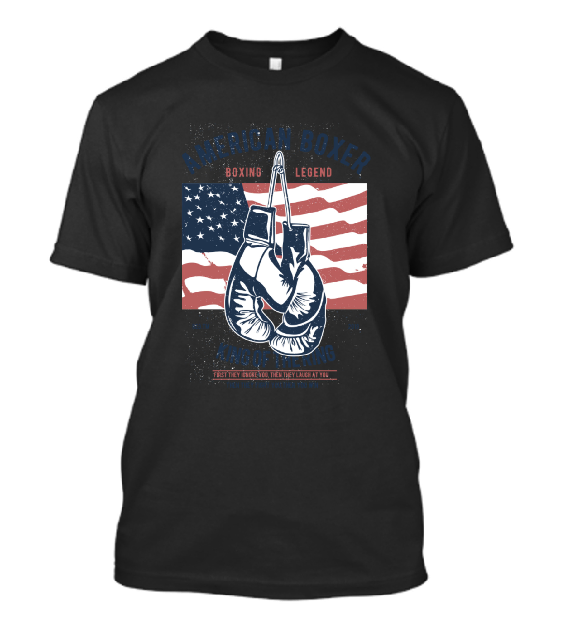 American Boxer Boxing Legend King Of The Ring Boxing Gloves American Flag T-Shirt