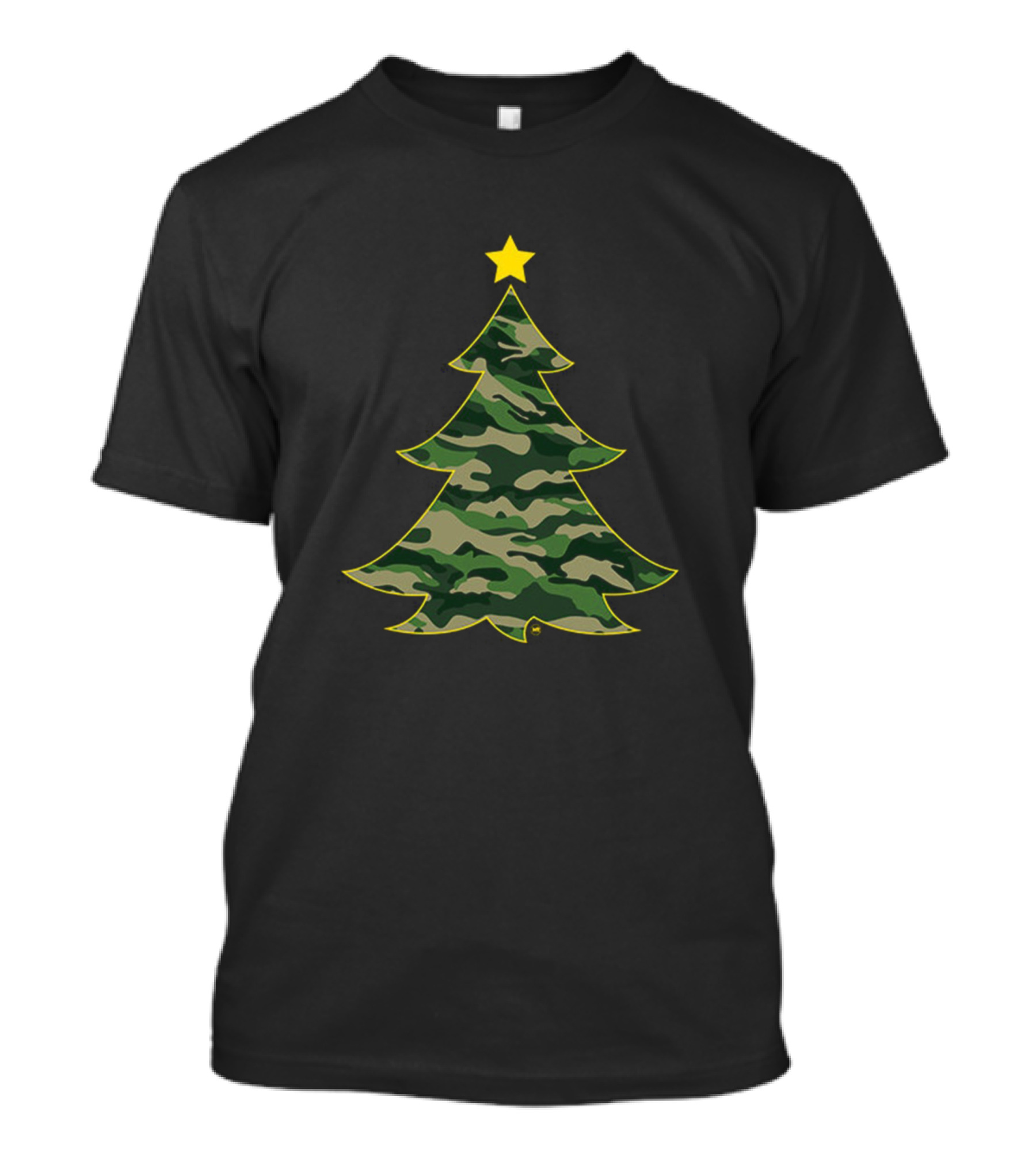 Christmas Camo Tree With Yellow Star T-Shirt