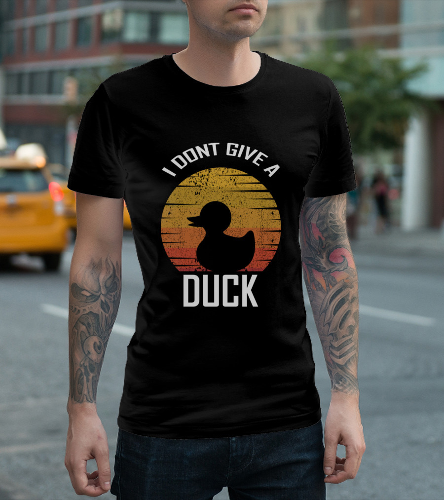 I Don't Give a Duck Retro Sunset Duck Lovers T-Shirt