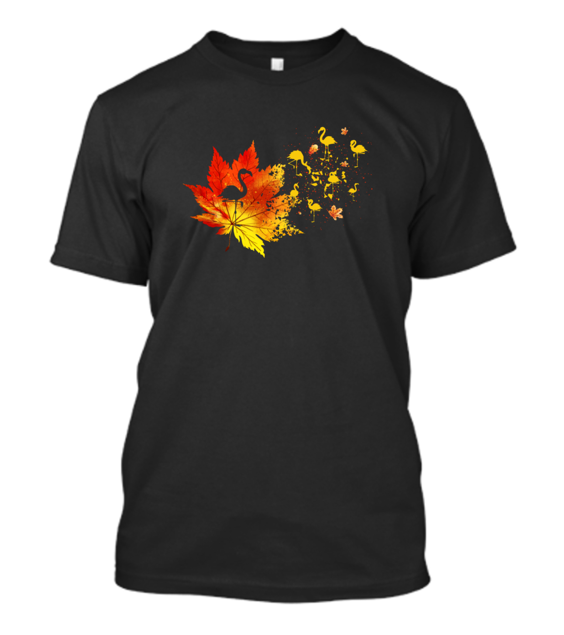 Flamingo Autumn Leaves For Men And Women T-Shirt