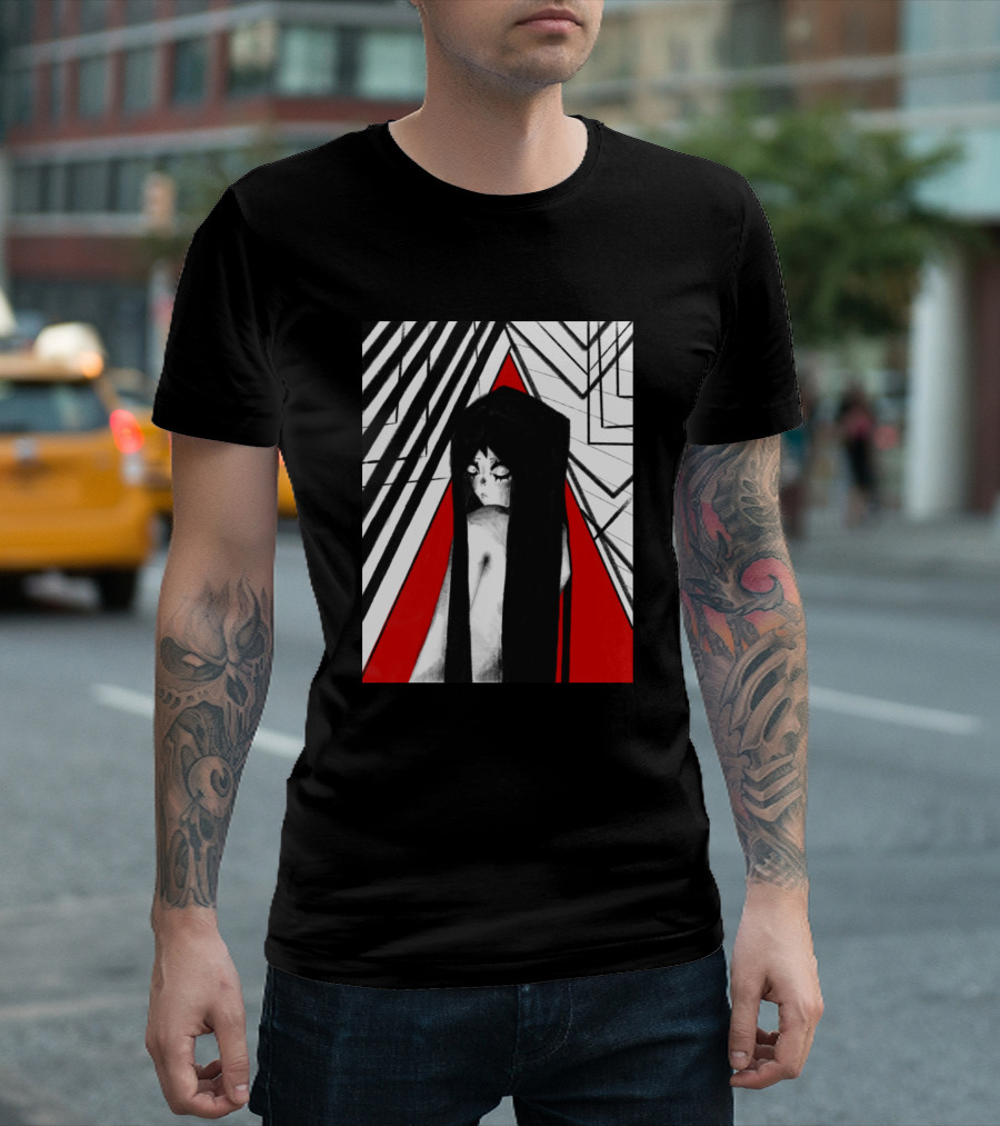 Ghost Gal Red And Black Abstract Geometric Background T-Shirt