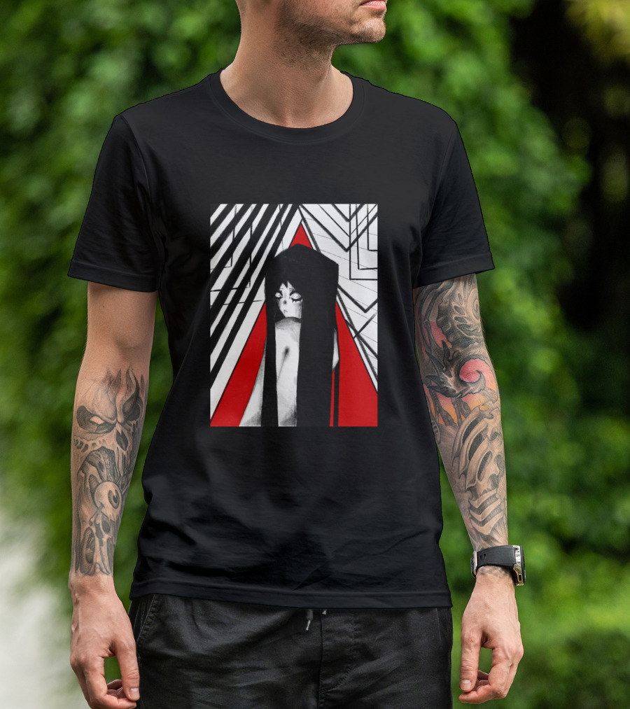 Ghost Gal Red And Black Abstract Geometric Background T-Shirt