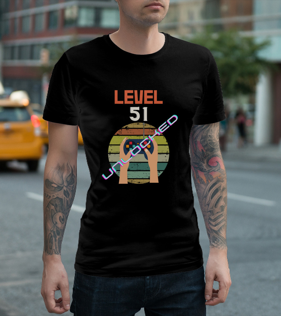 Level 51 Unlocked Retro Video Game Controller T-Shirt