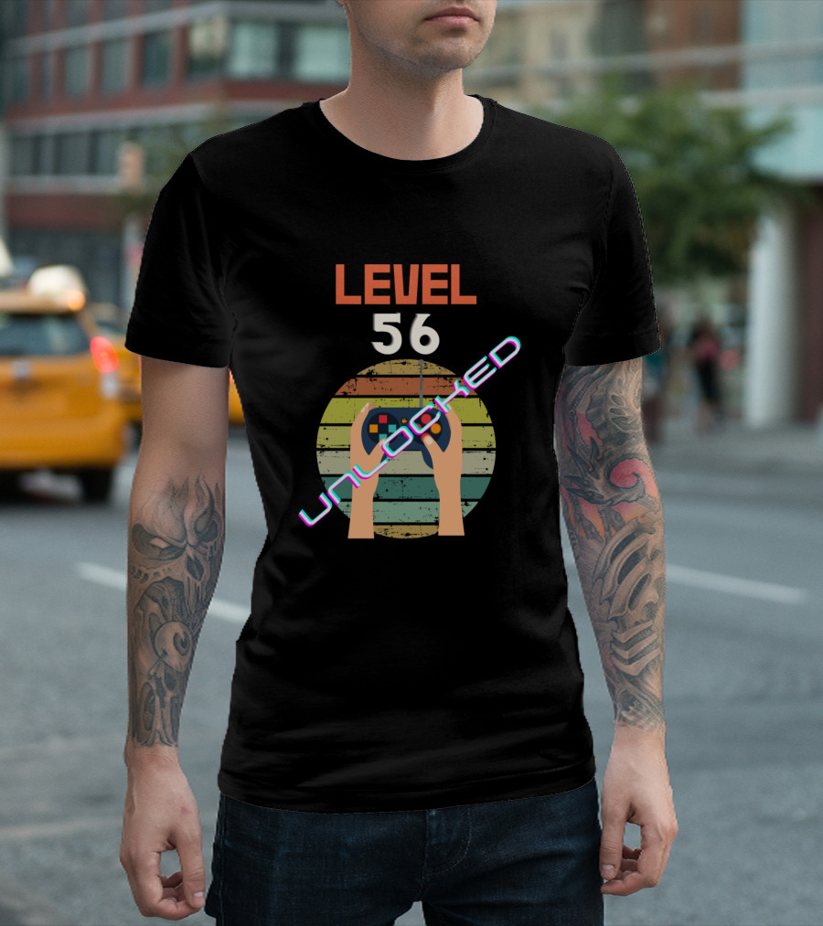 Level 56 Unlocked Awesome Since My Birth Video Game Controller Retro Hands T-Shirt