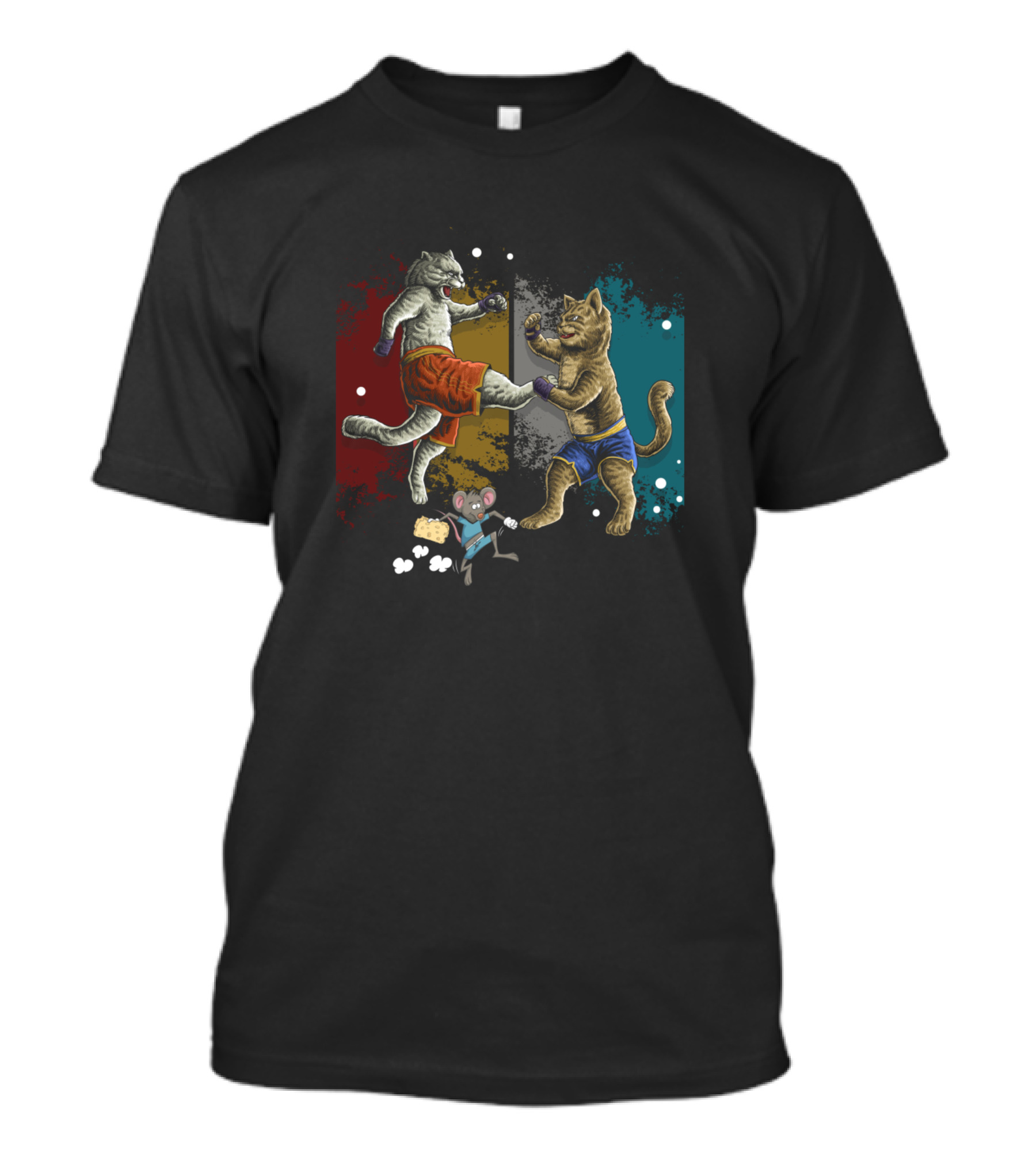 Muay Thai Cats In Boxing Gloves With Popcorn Mouse Spectator T-Shirt
