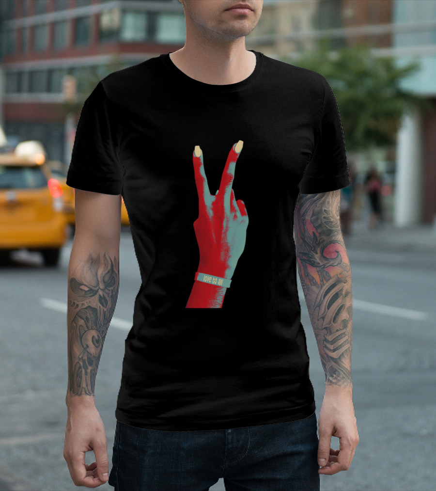 Non Violence Peace Hand Gesture Love To All T-Shirt