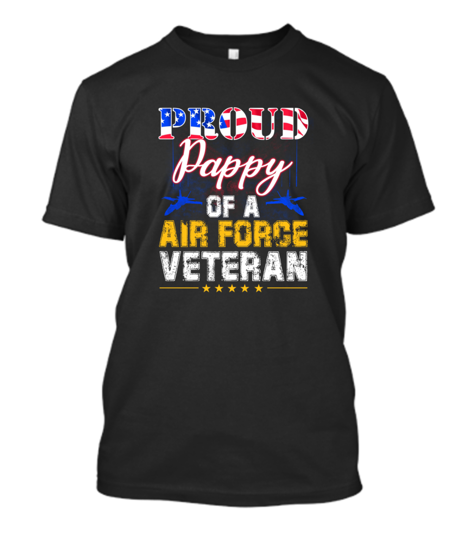 Proud Pappy Of A Air Force Veteran American Flag Stars And Jets T-Shirt