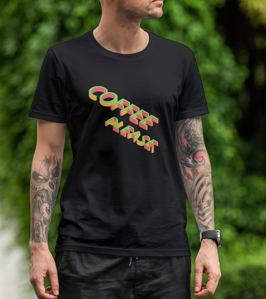 Simple Isometric Coffee Please Retro 3D Text T-Shirt