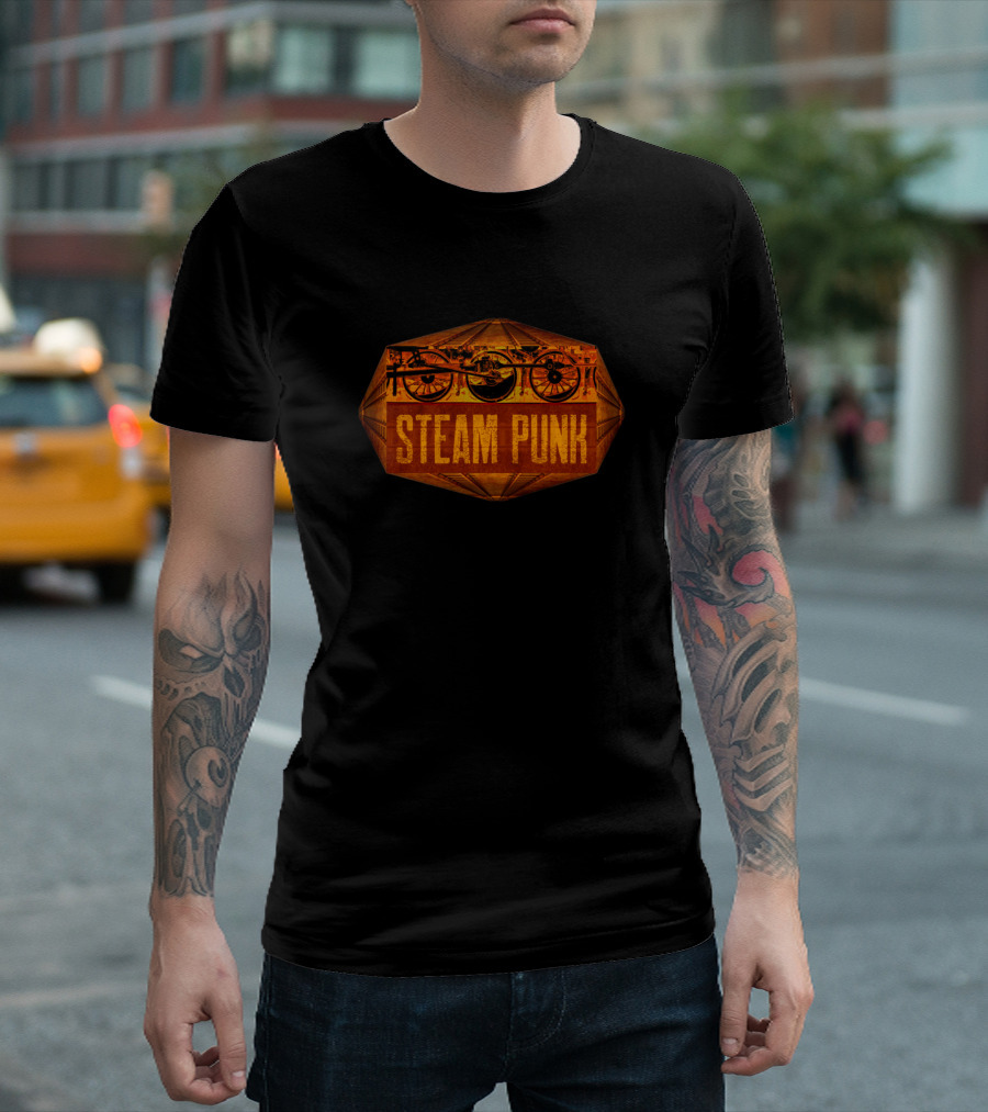 Steam Punk Locomotive Rods Wheels Original Geometric T-Shirt