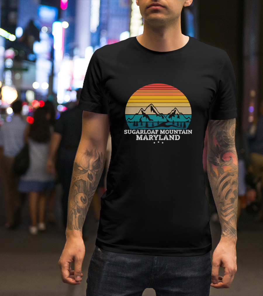 Sugarloaf Mountain Maryland Vintage Sunset Landscape T-Shirt