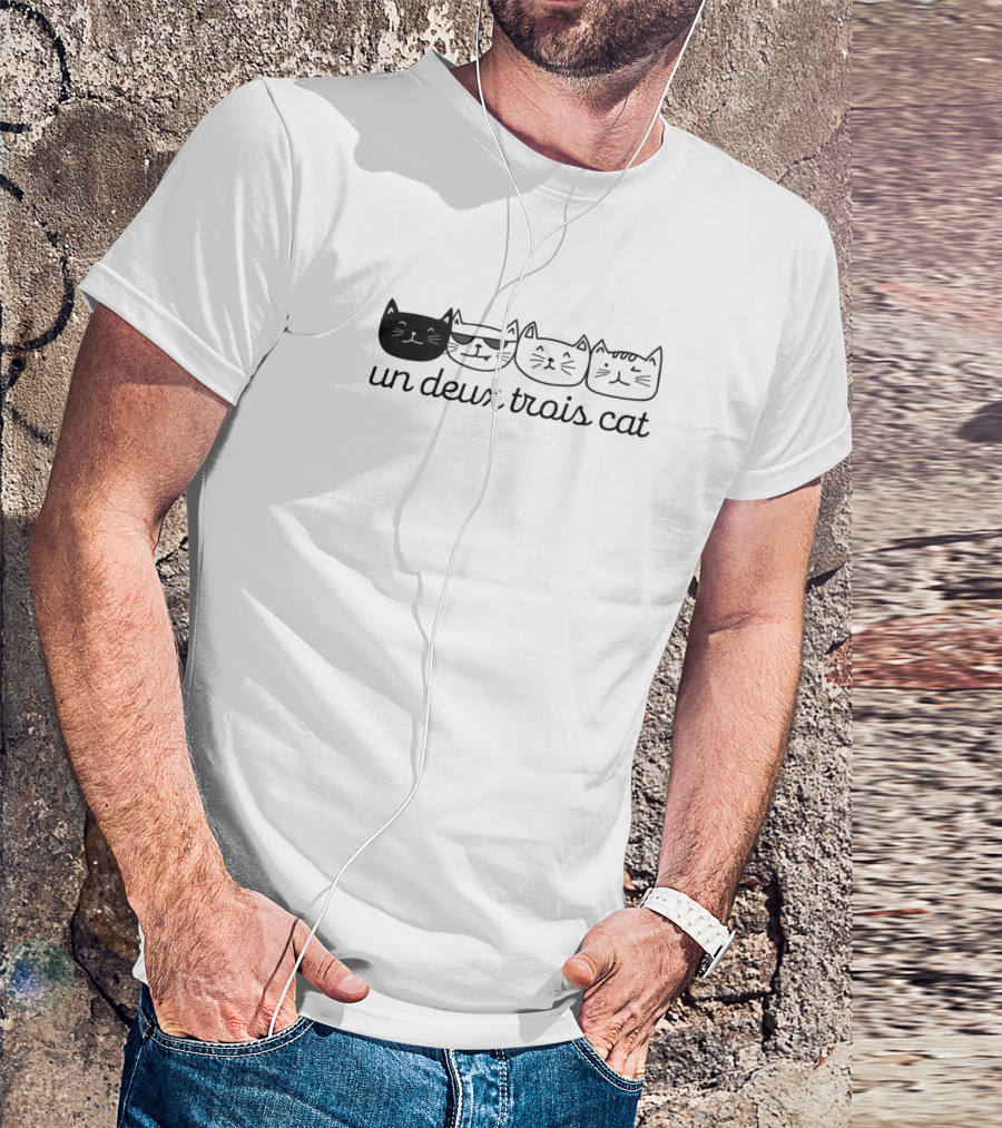 Un Deux Trois Cat Cute Cat Faces With French Numbers T-Shirt