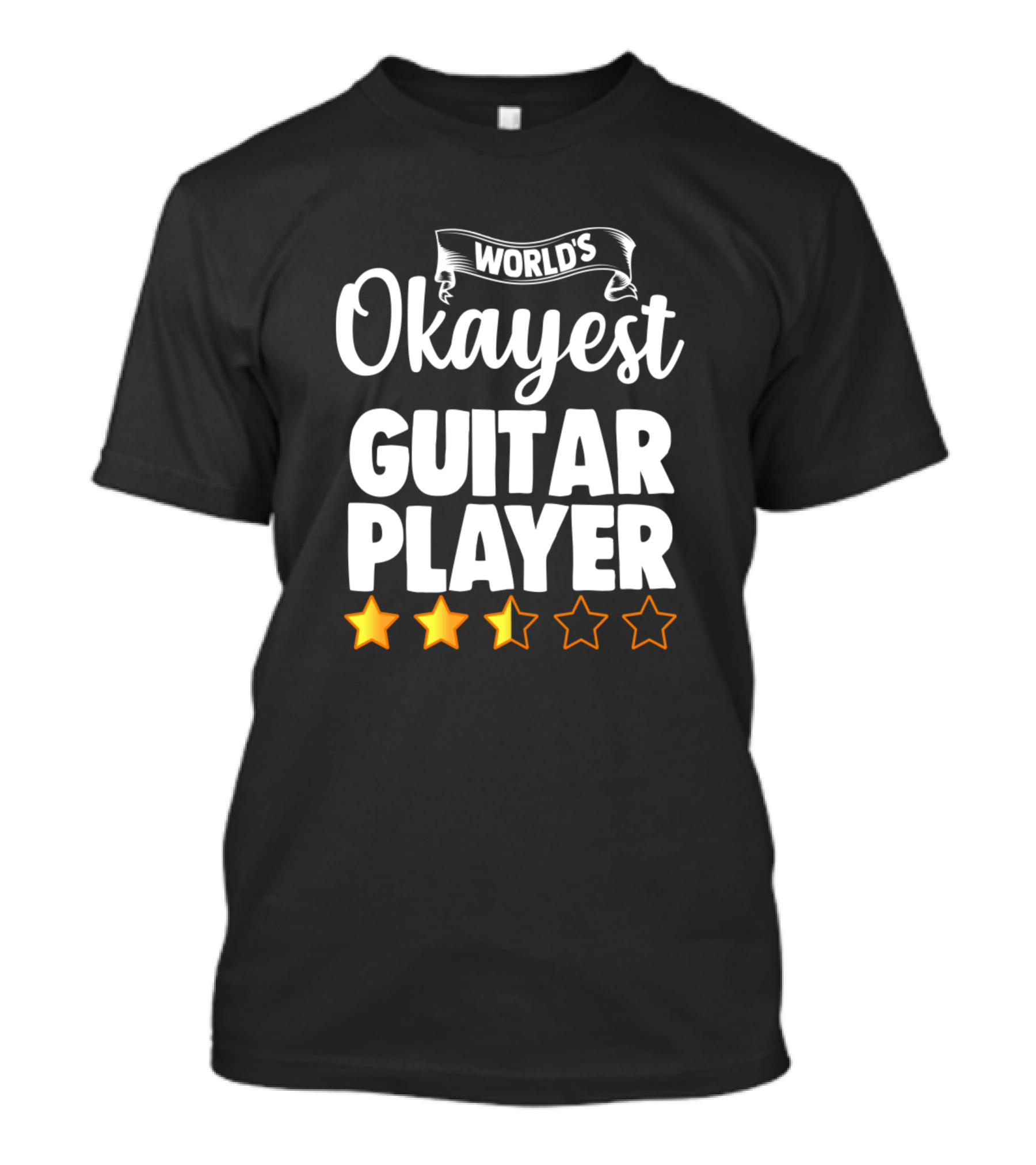World's Okayest Guitar Player Vintage Banner And Star Rating T-Shirt