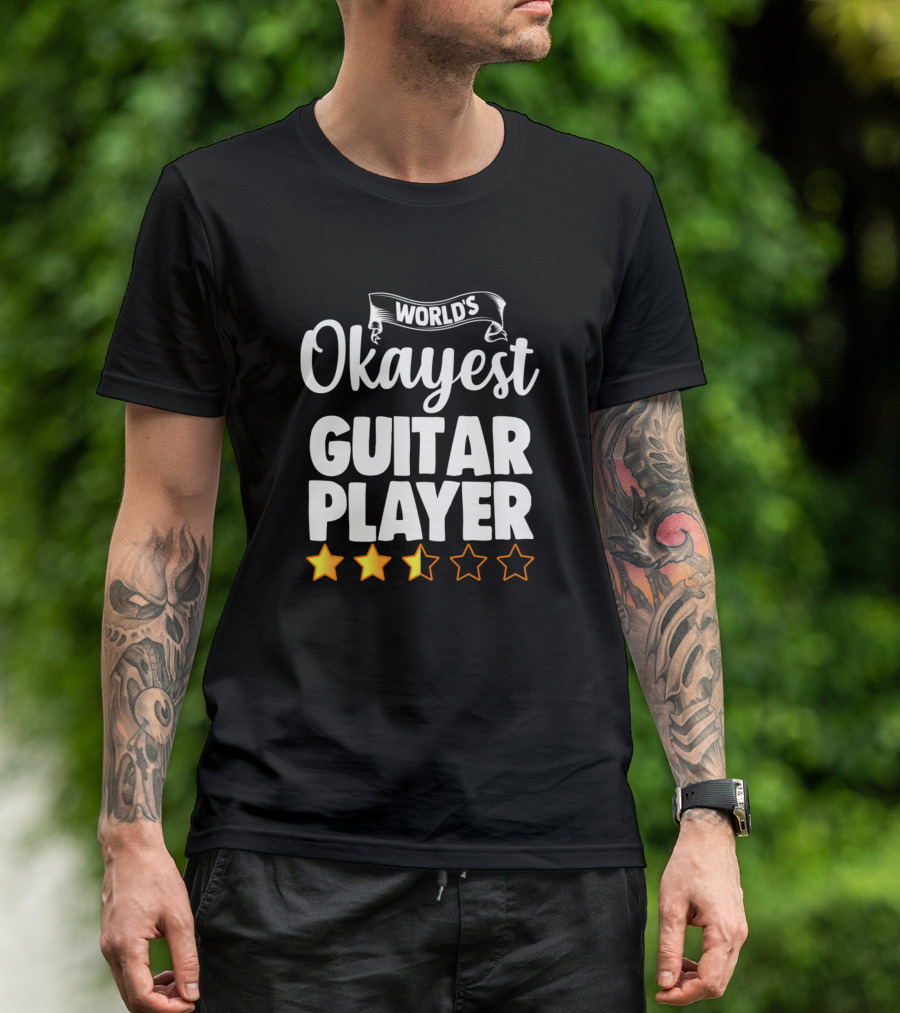 World's Okayest Guitar Player Vintage Banner And Star Rating T-Shirt