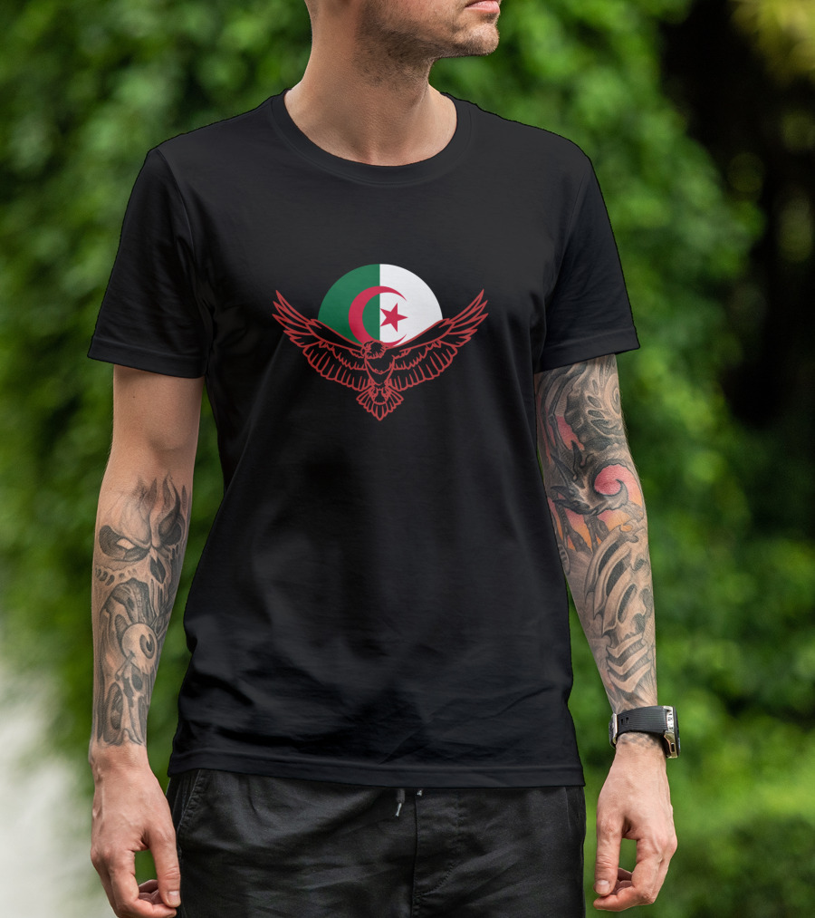 Algerian Eagle Emblem With Flag Elements T-Shirt