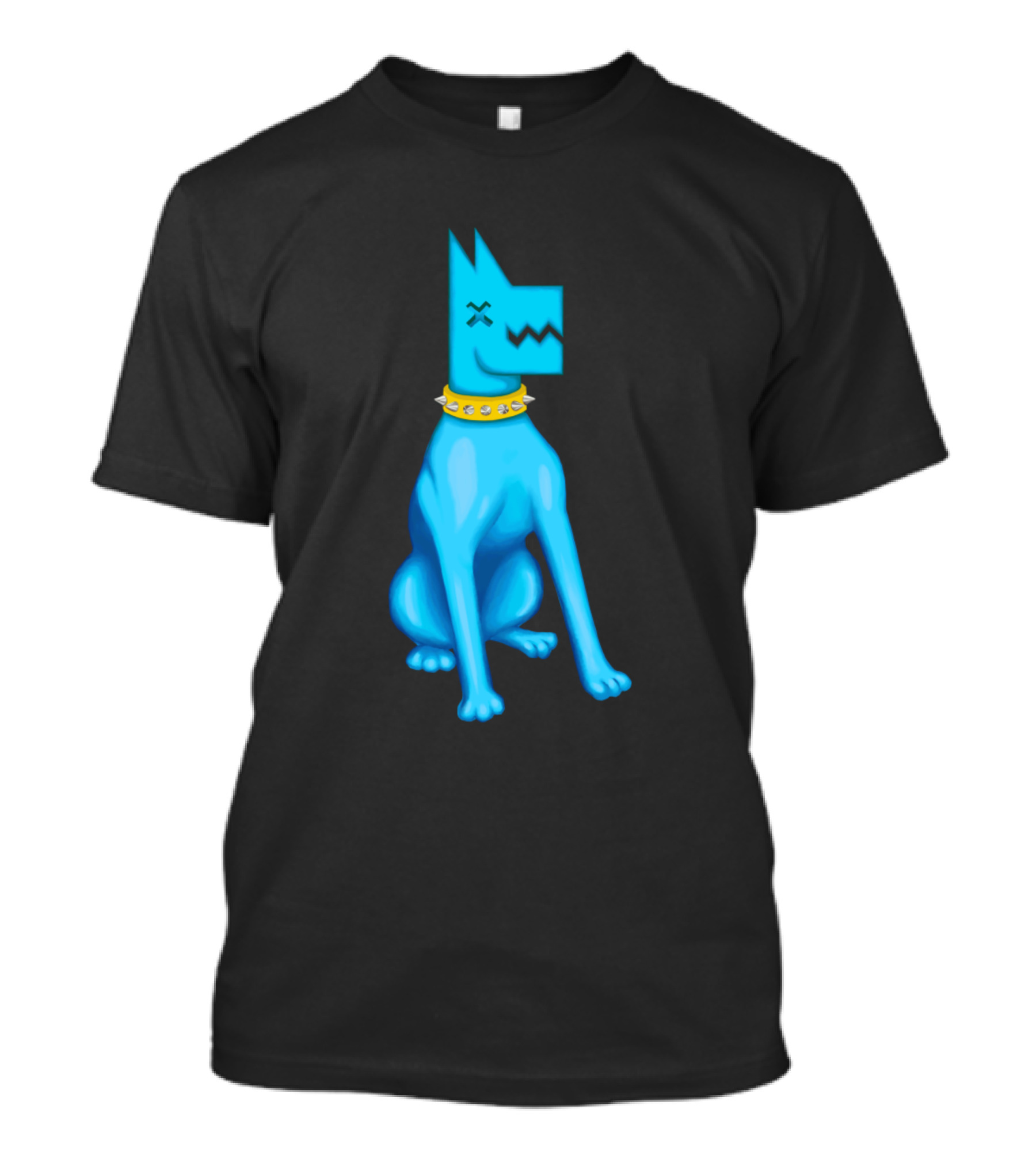 Cool Blue Dog With Spiky Collar T-Shirt