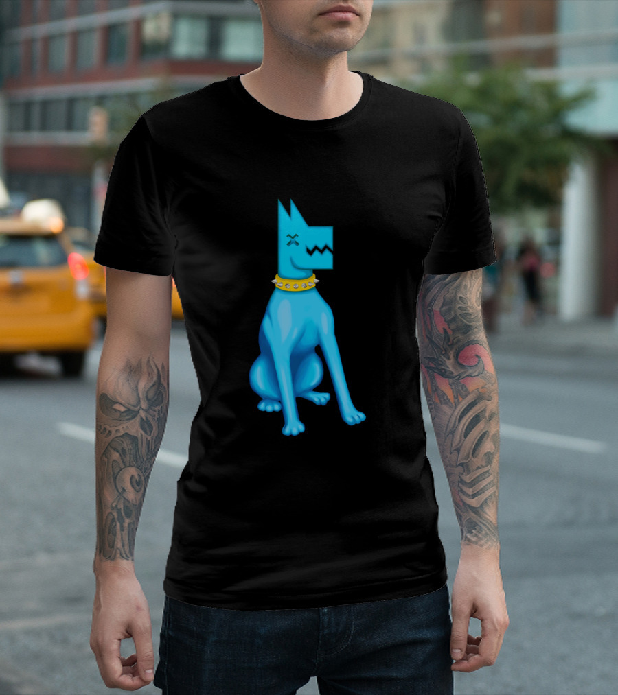 Cool Blue Dog With Spiky Collar T-Shirt