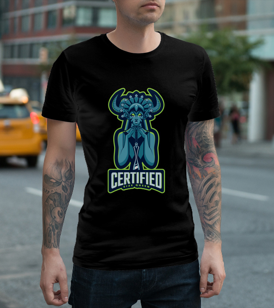 Certified Size Queen Mythical Blue Goddess With Horns T-Shirt