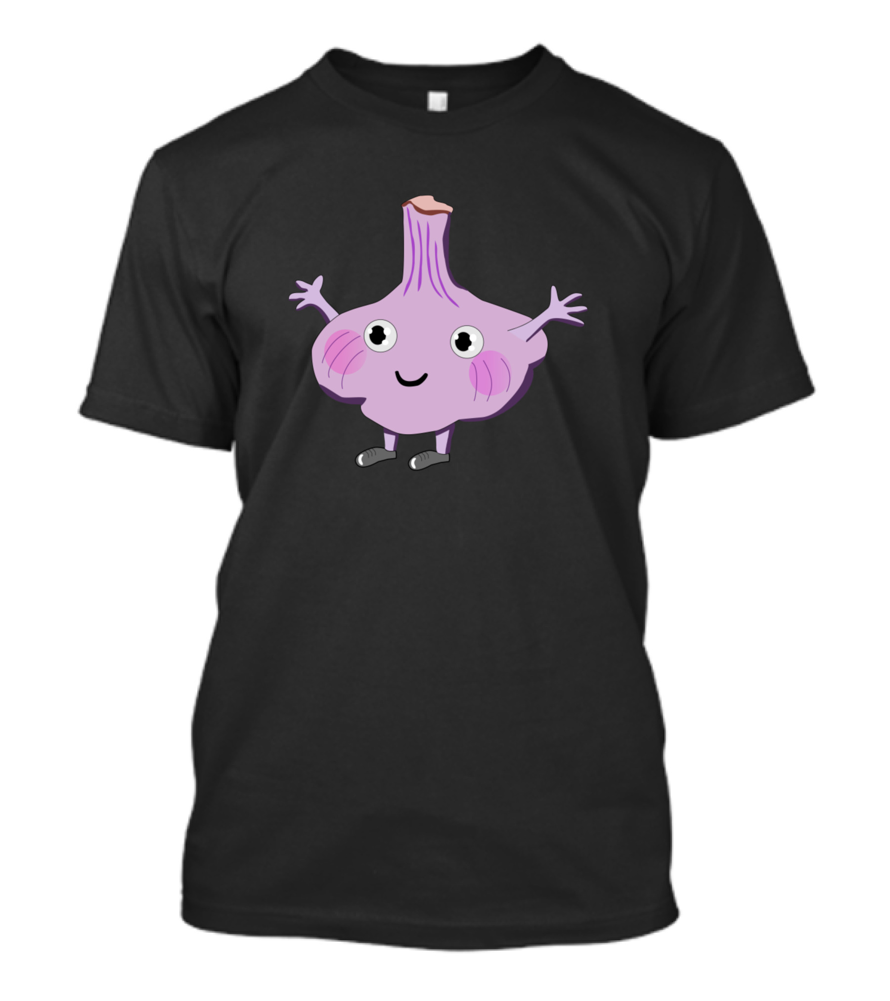 Cute Purple Garlic Character With Happy Face And Arms T-Shirt