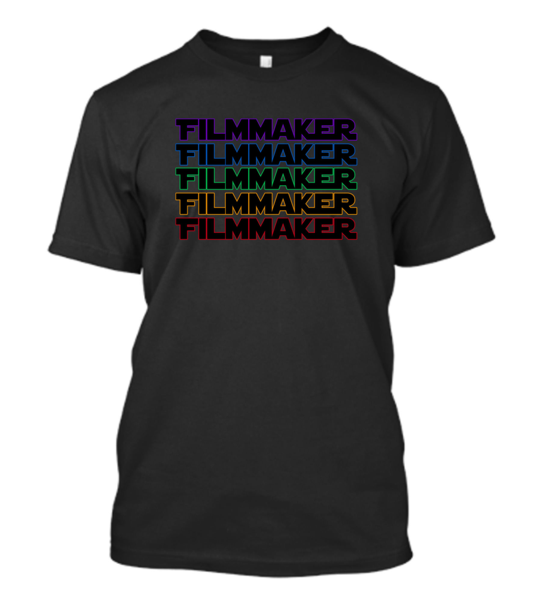 FILMMAKER Neon Rainbow Stacked Text T-Shirt