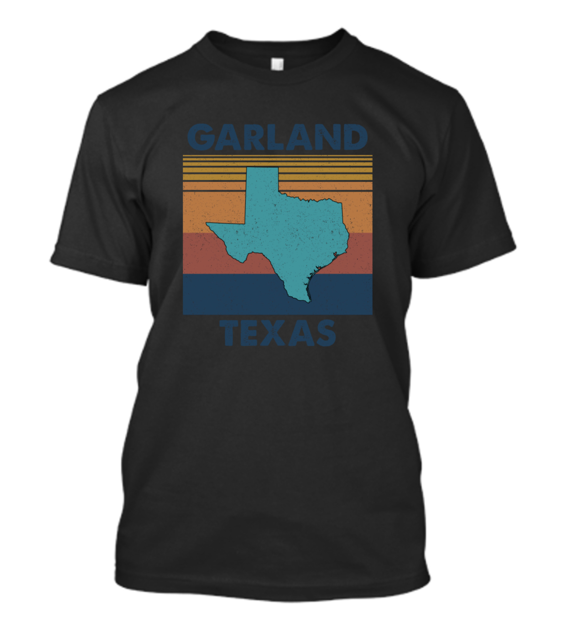 Garland Texas Retro State Outline Stripes T-Shirt