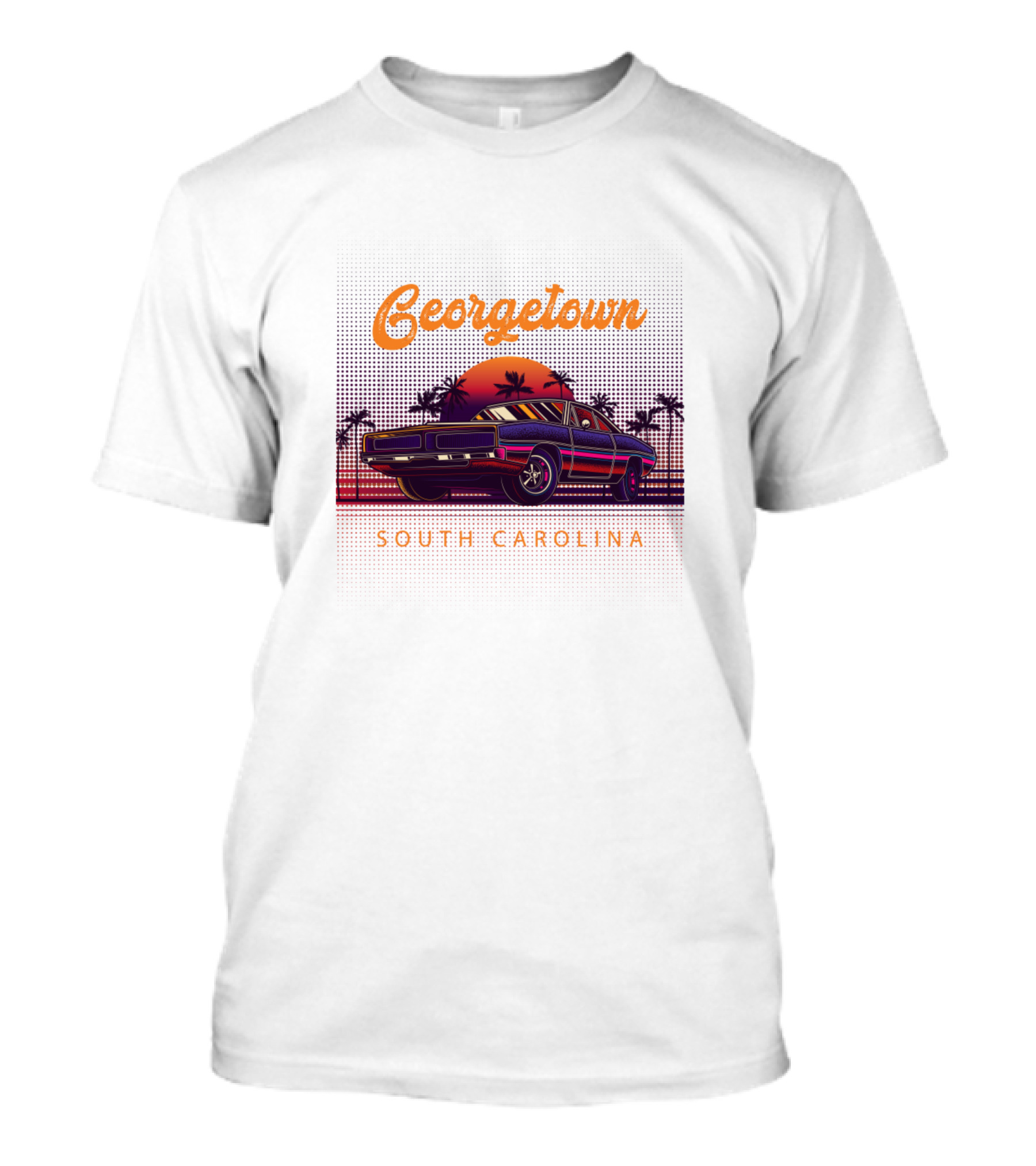 Georgetown South Carolina Vintage Sunset Car T-Shirt