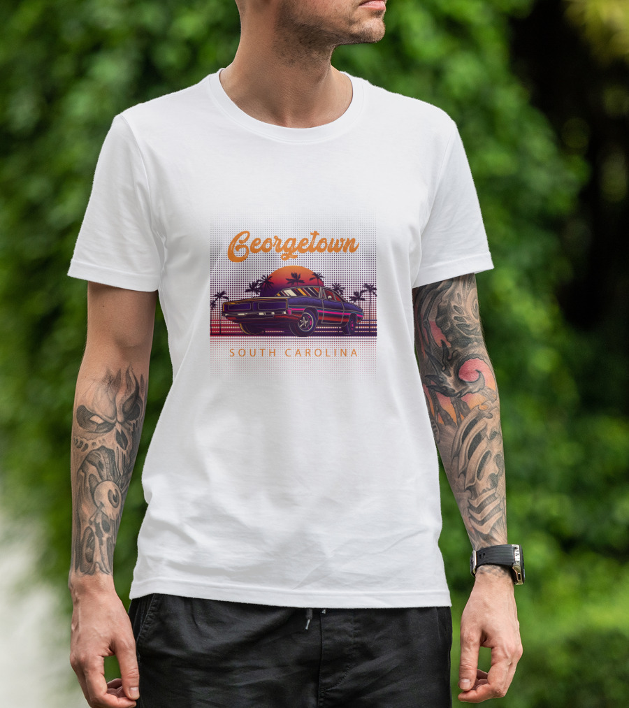 Georgetown South Carolina Vintage Sunset Car T-Shirt