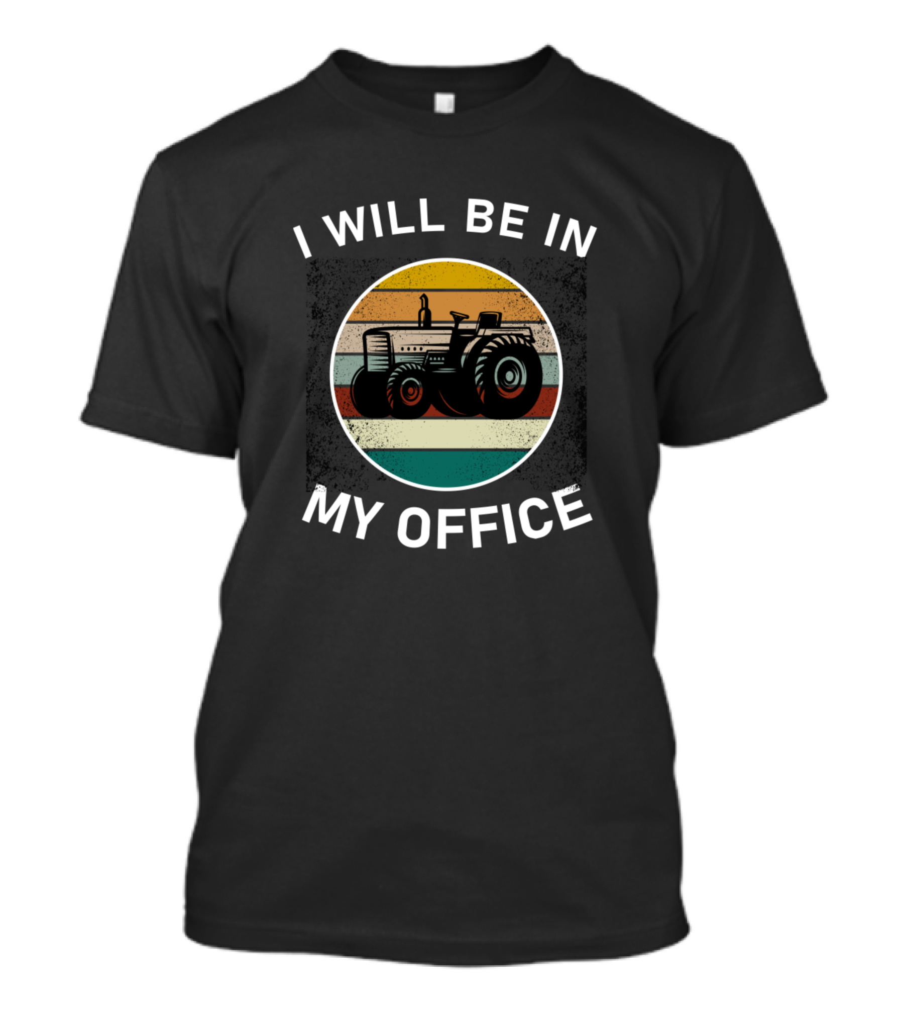 I Will Be In My Office Vintage Tractor Retro Stripes T-Shirt