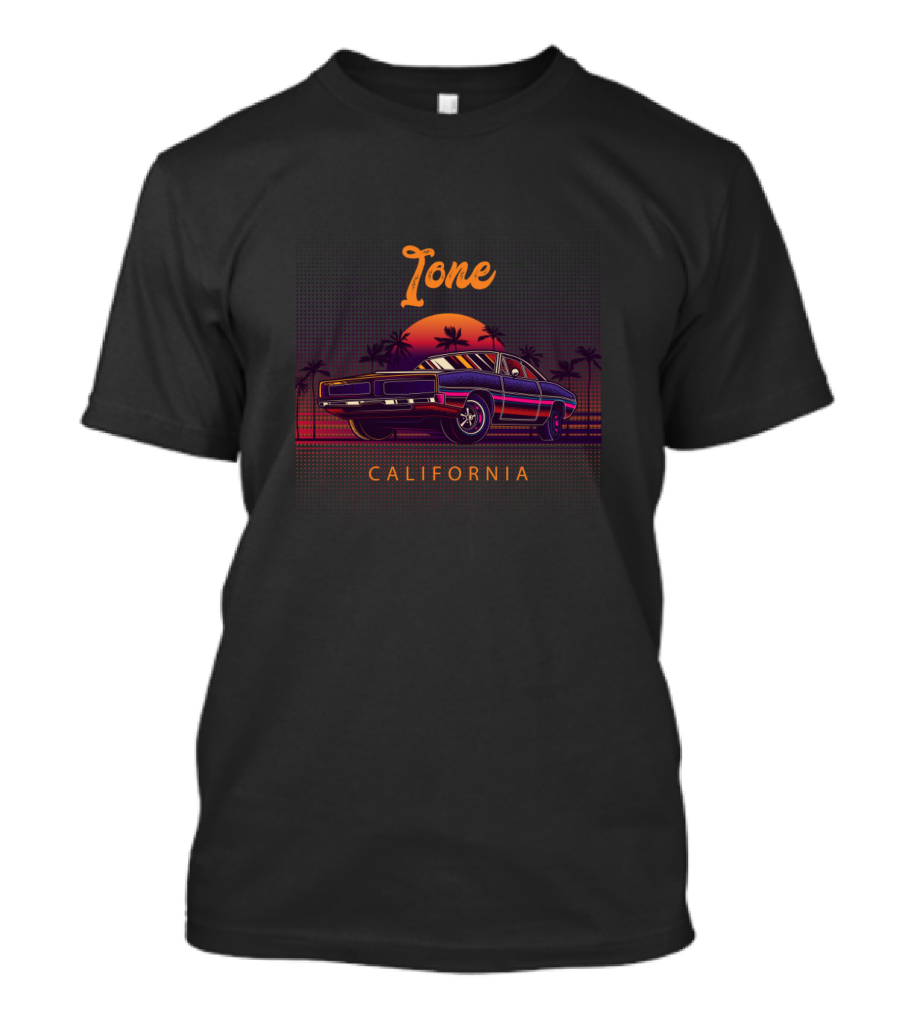 Ione California Vintage Muscle Cars Sunset T-Shirt