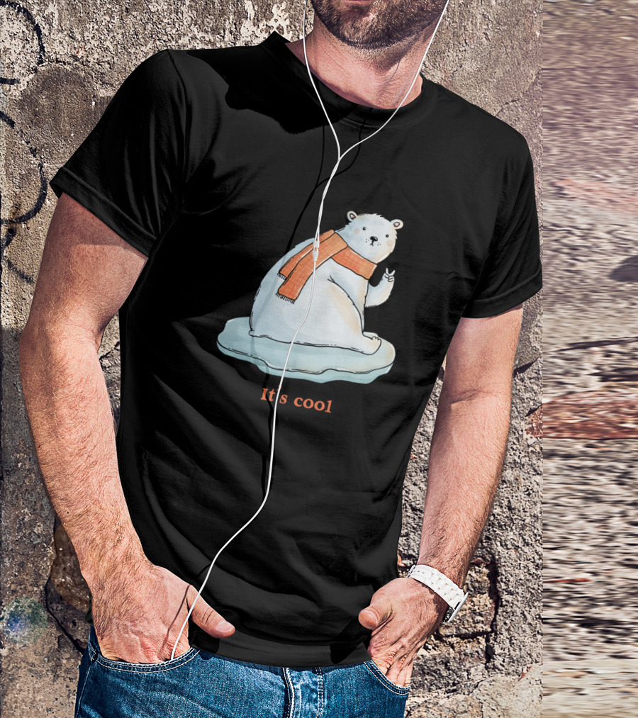 It's Cool Polar Bear On Ice With Orange Scarf T-Shirt