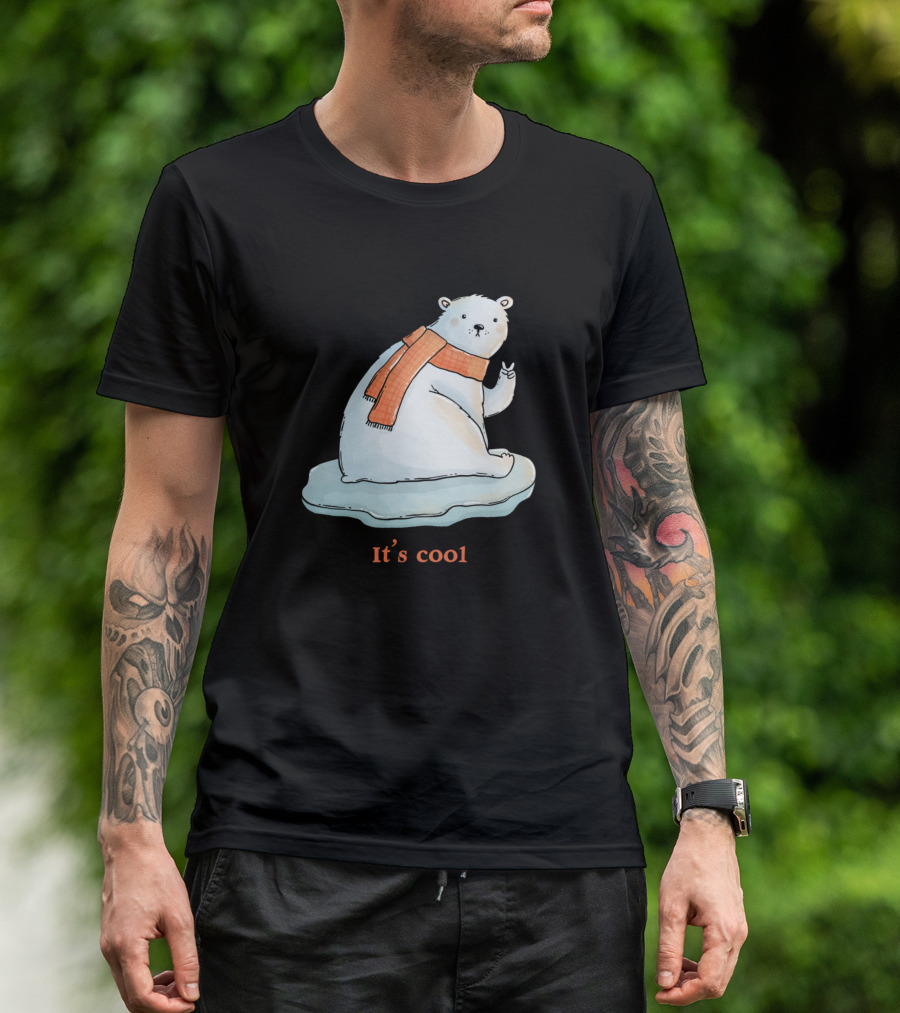 It's Cool Polar Bear On Ice With Orange Scarf T-Shirt