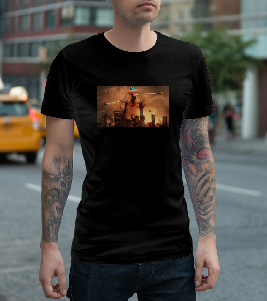 Giant Chicken Rampage in City Apocalypse T-Shirt
