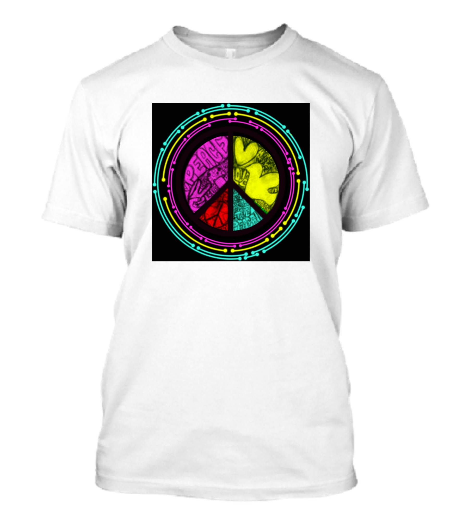 Peace Love Sign Colorful Neon Vibrant T-Shirt