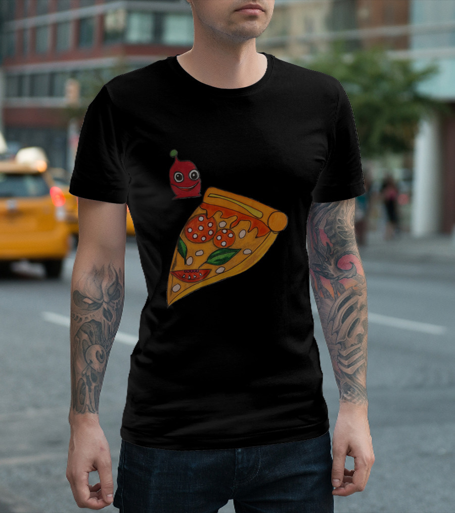 Pizza Lovers Smiling Pepper And Cheesy Slice T-Shirt