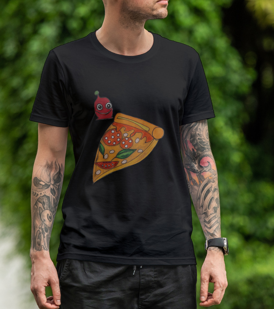 Pizza Lovers Smiling Pepper And Cheesy Slice T-Shirt