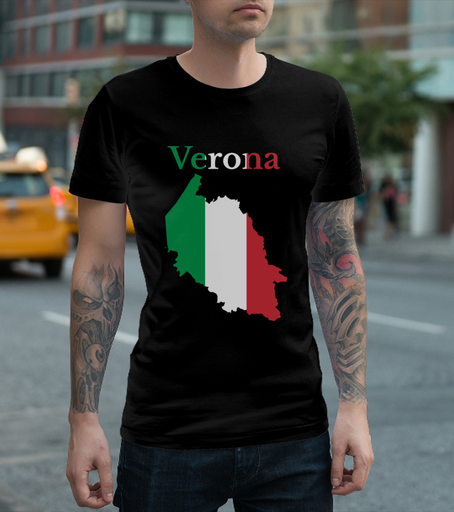 Verona Italy Map With Italian Flag Colors T-Shirt
