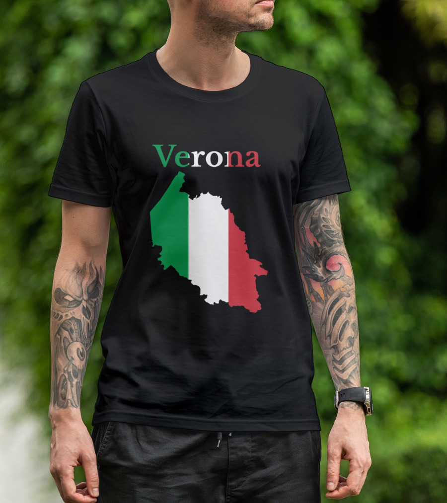 Verona Italy Map With Italian Flag Colors T-Shirt