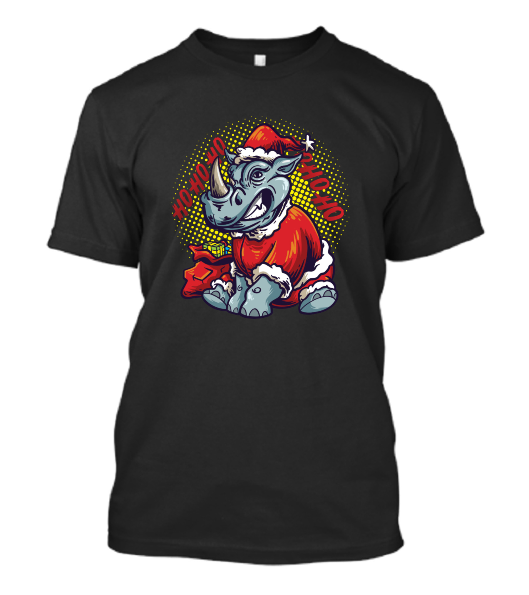 Ho Ho Ho Rhino Santa With Bag And Gift T-Shirt