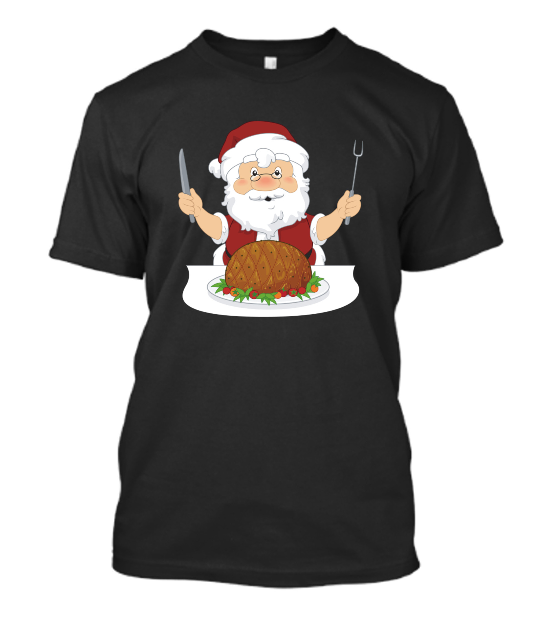 Santa Claus Enjoying Christmas Turkey Dinner T-Shirt