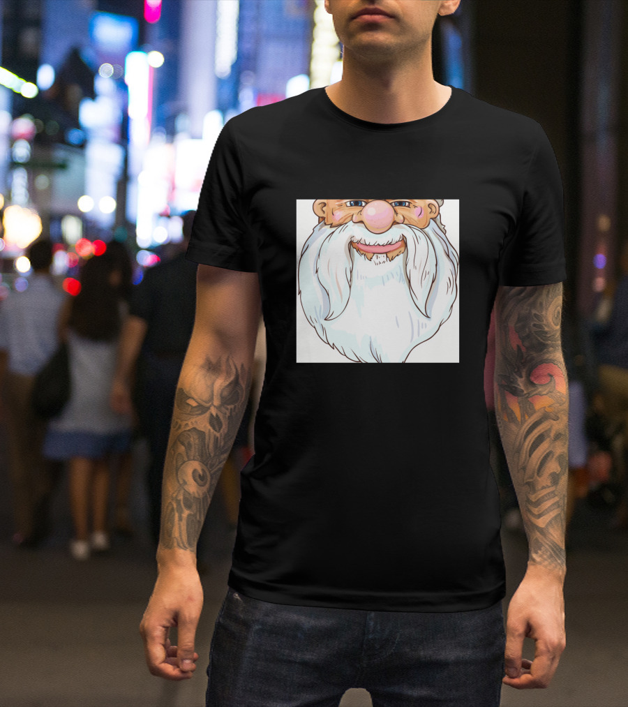 Santa Beard White Face Cartoon T-Shirt