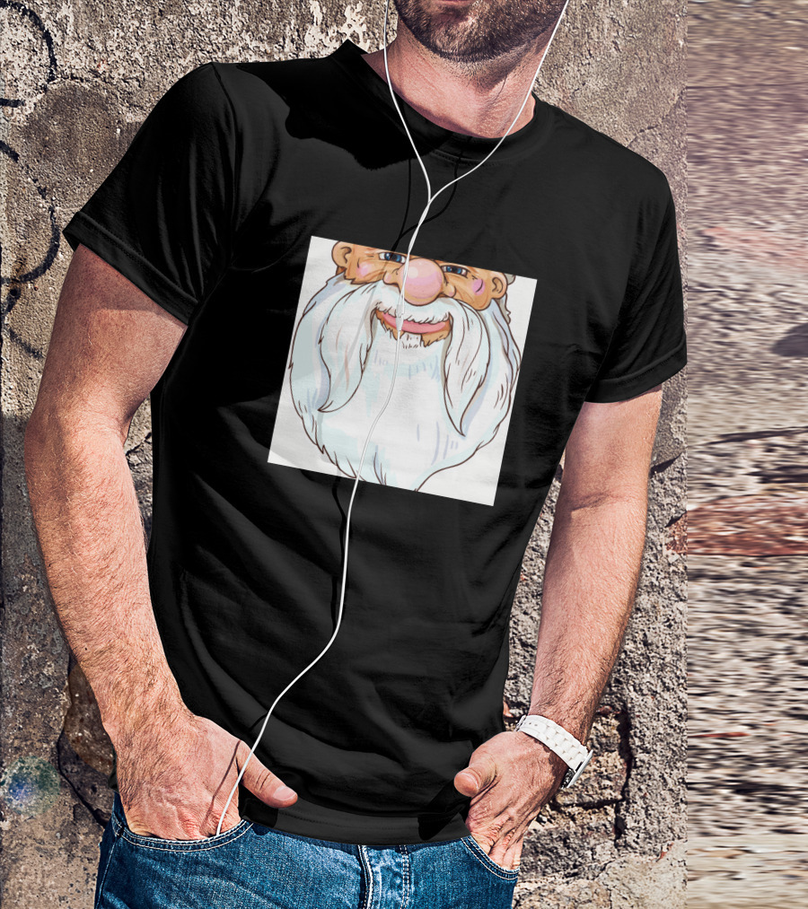 Santa Beard White Face Cartoon T-Shirt