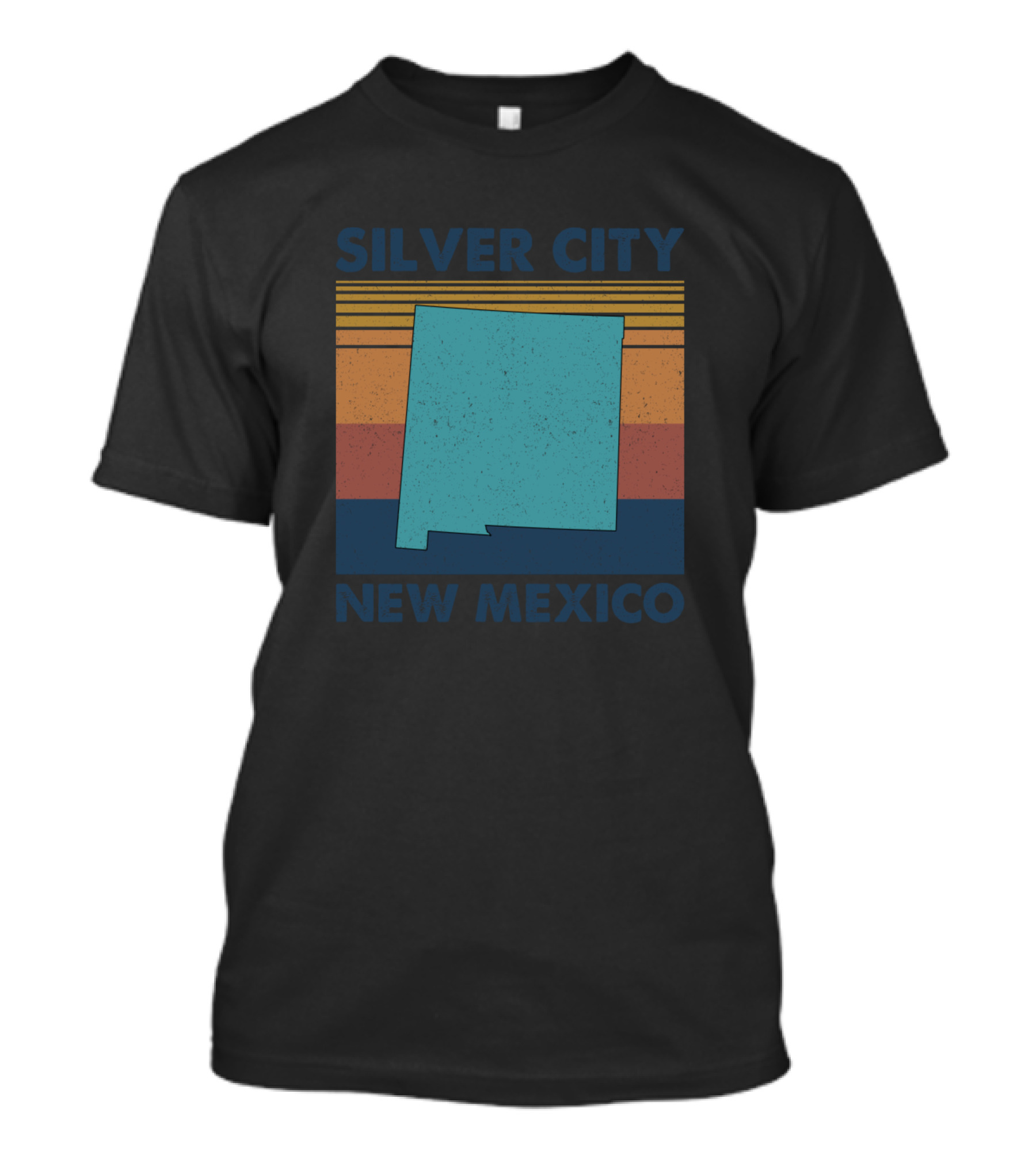 Silver City New Mexico Retro State Silhouette Sunset Stripes T-Shirt