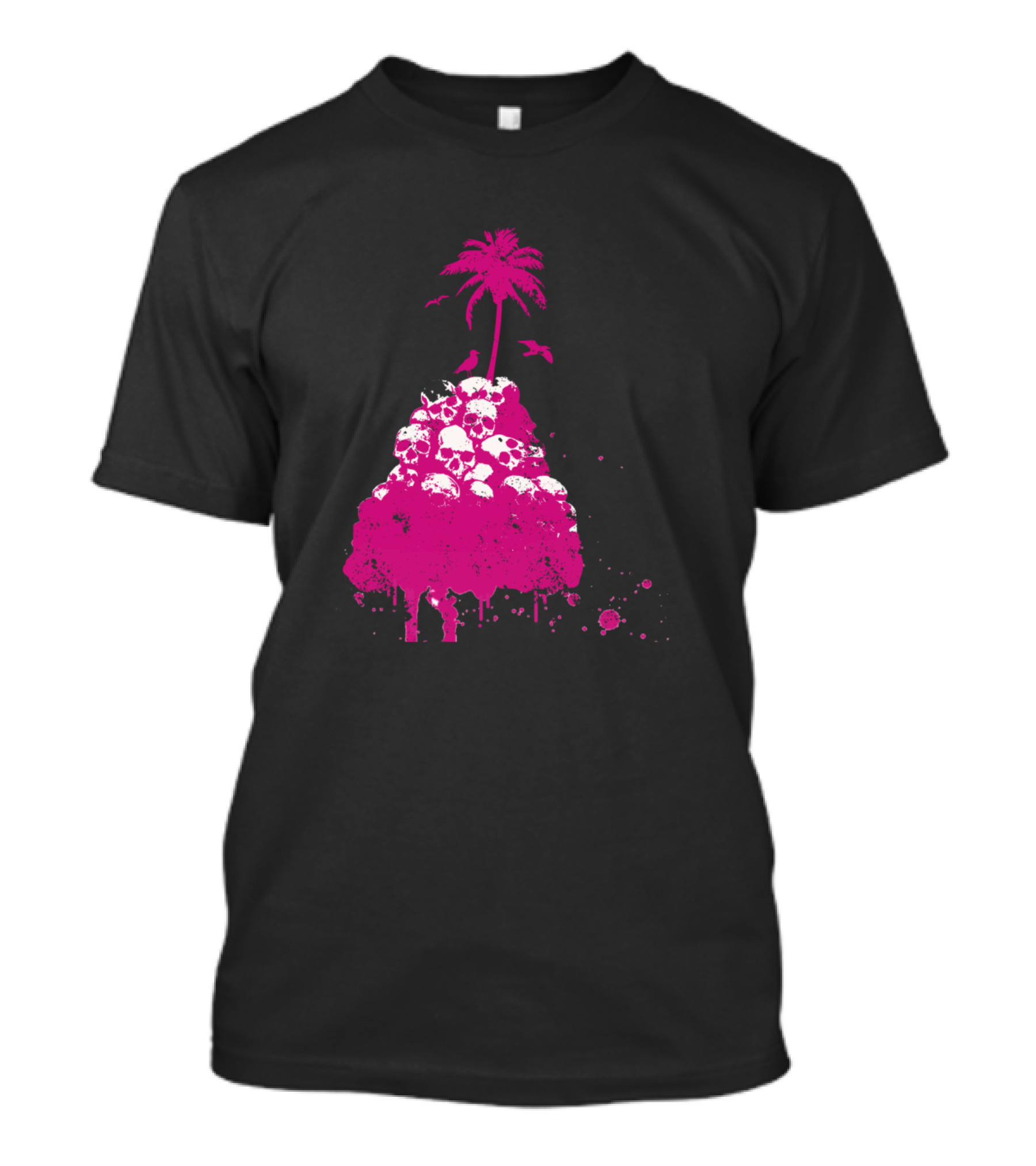 Skull Island Pink Skull Palm Tree T-Shirt