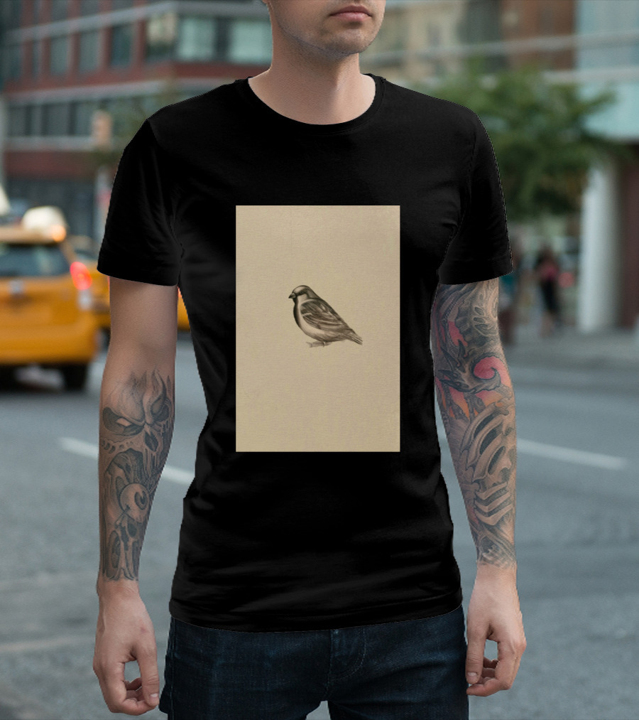 The King Of Birds: Detailed Sparrow Sketch T-Shirt