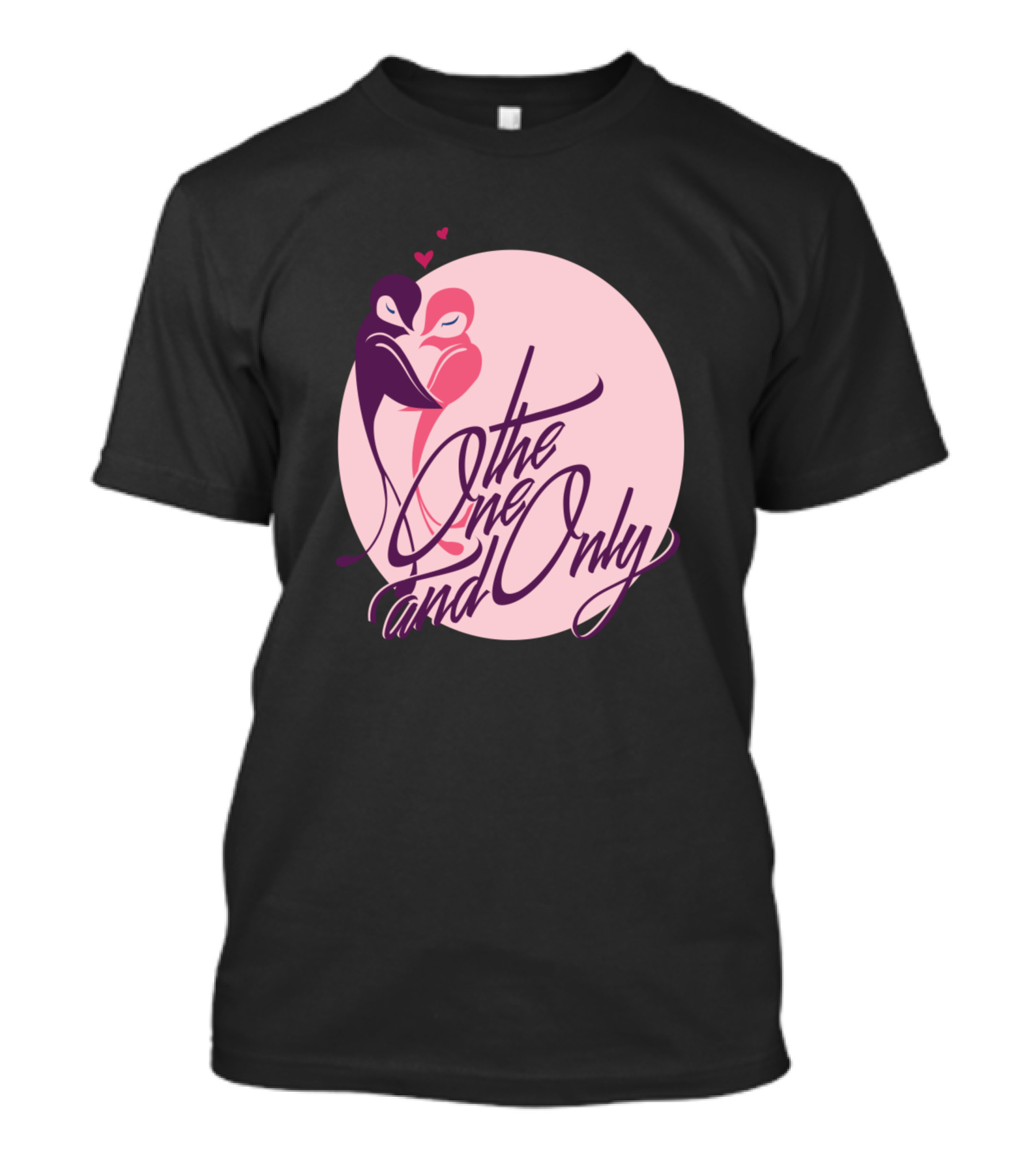 The One And Only Romantic Embrace Heart Pink Oval T-Shirt